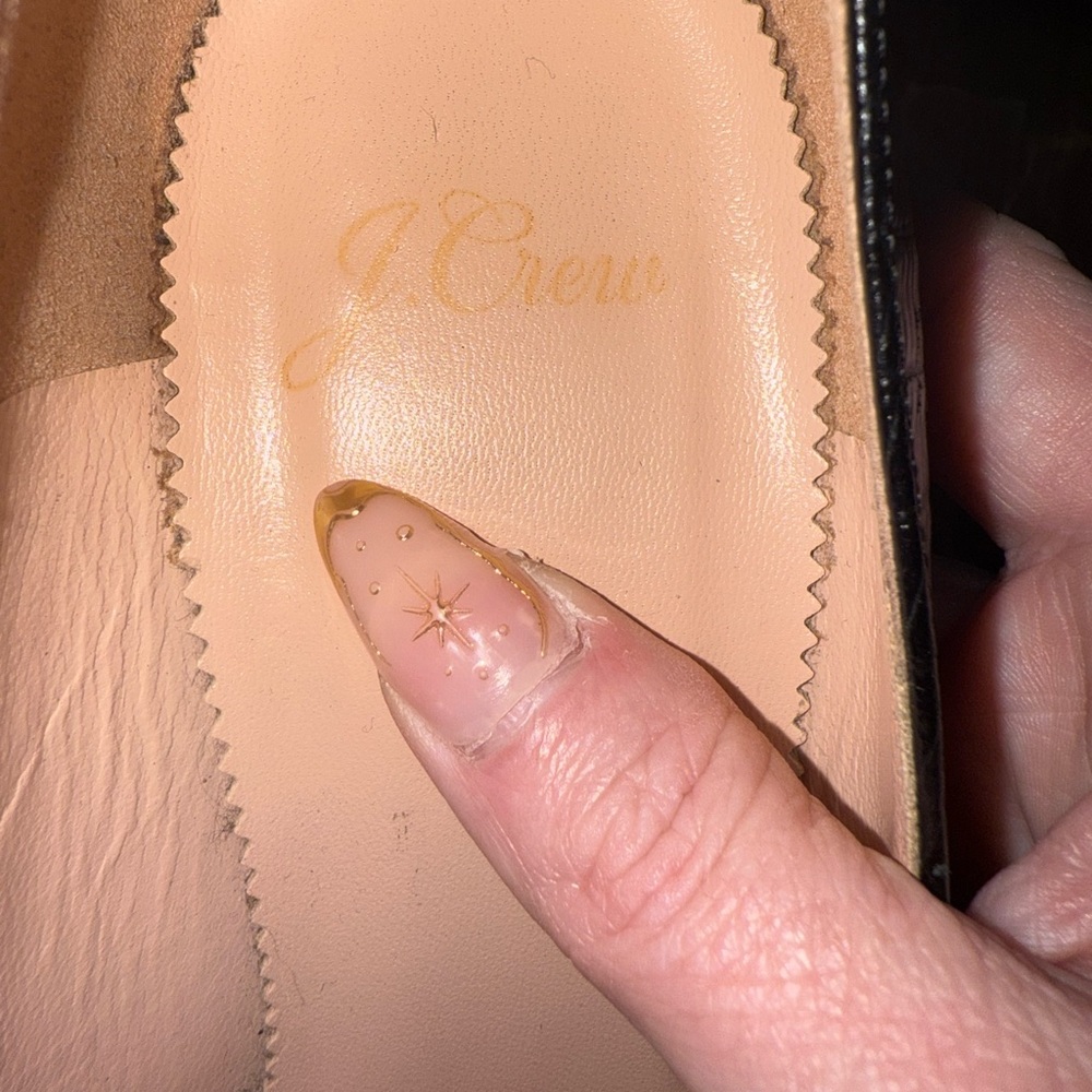 J.Crew ELSIE Made-in-Italy Black Embossed Leather Pointed Toe Pumps | Size 7.5 - Picture 7 of 9